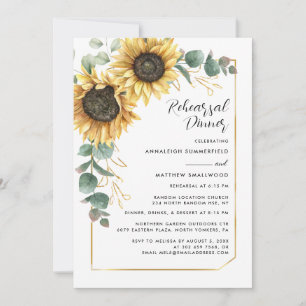 Sunflower Floral Wedding Rehearsal Dinner Invitation