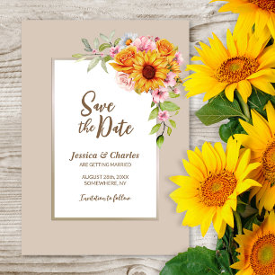 Sunflower Floral Wedding Save The Date