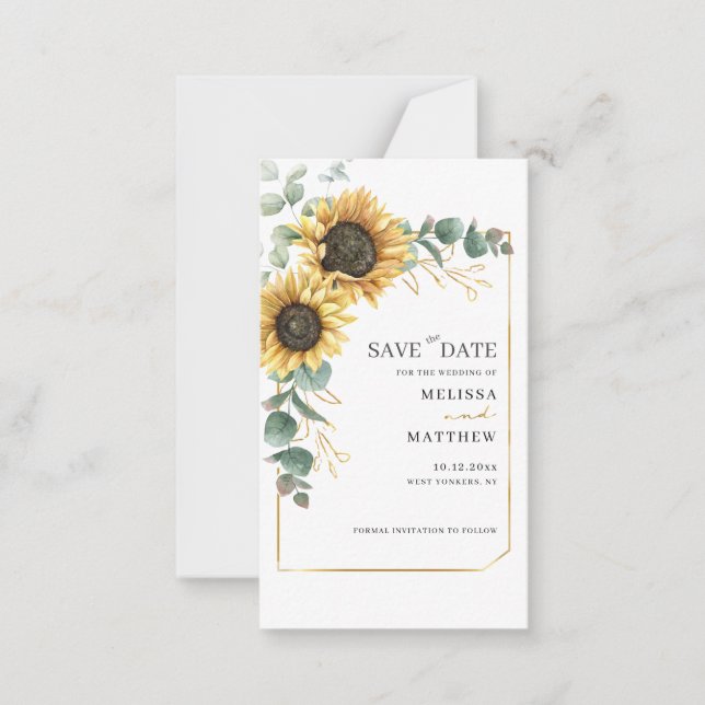 Sunflower Floral Wedding Save The Date Card (Front)