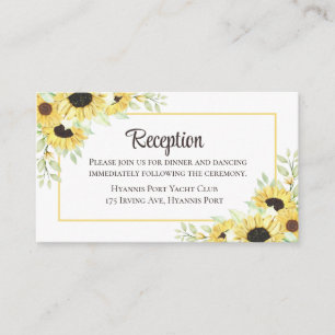 Sunflower Floral Yellow Rustic Wedding Reception Enclosure Card