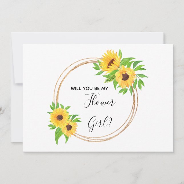 Sunflower Floral Yellow Will You Be My Flower Girl Invitation (Front)