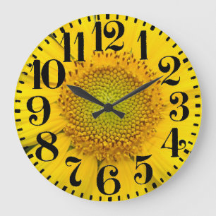 Sunflower Flower Big Number Wall Clock