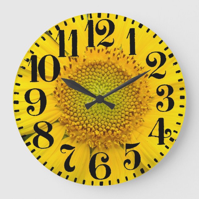 Sunflower Flower Big Number Wall Clock (Front)