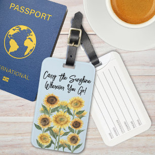 Sunflower Flower Floral Personalised Quote Luggage Tag
