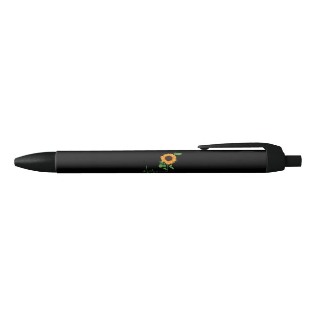 Sunflower Flower Gift Black Ink Pen (Top)