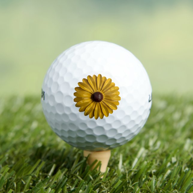 Sunflower Flower or your Logo Feminine Floral MOD Golf Balls (Insitu Tee)