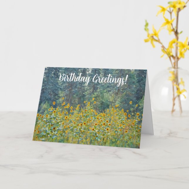 Sunflower Flower Wild Art Birthday Card (Yellow Flower)