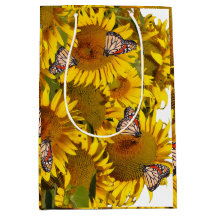 Sunflower Flowers Floral Butterfly Gift Bag