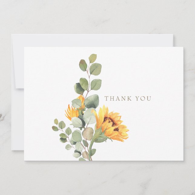 Sunflower Foliage Custom Blank Thank You Card (Front)