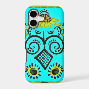 Sunflower Folk Art Pattern with Dots