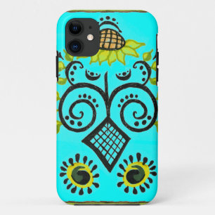 Sunflower Folk Art Pattern with Dots iPhone 11 Case