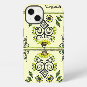 Sunflower Folk Pattern and your name iPhone 13 Case
