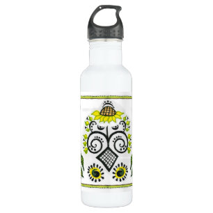 Sunflower Folk Pattern by Alexandra Cook 710 Ml Water Bottle