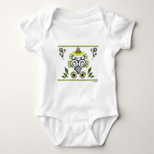 Sunflower Folk Pattern by Alexandra Cook Baby Bodysuit
