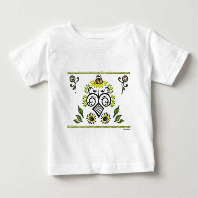 Sunflower Folk Pattern by Alexandra Cook Baby T-Shirt (Front)