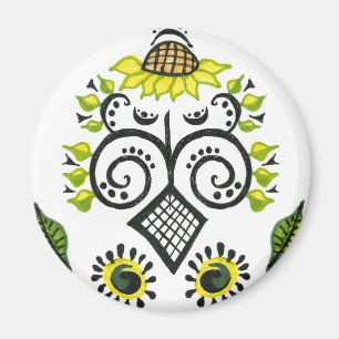 Sunflower Folk Pattern by Alexandra Cook Magnet