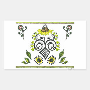 Sunflower Folk Pattern by Alexandra Cook Rectangular Sticker