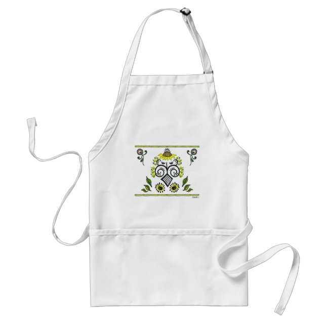 Sunflower Folk Pattern by Alexandra Cook Standard Apron (Front)