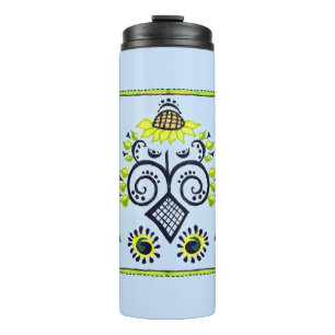 Sunflower Folk Pattern by Alexandra Cook Thermal Tumbler