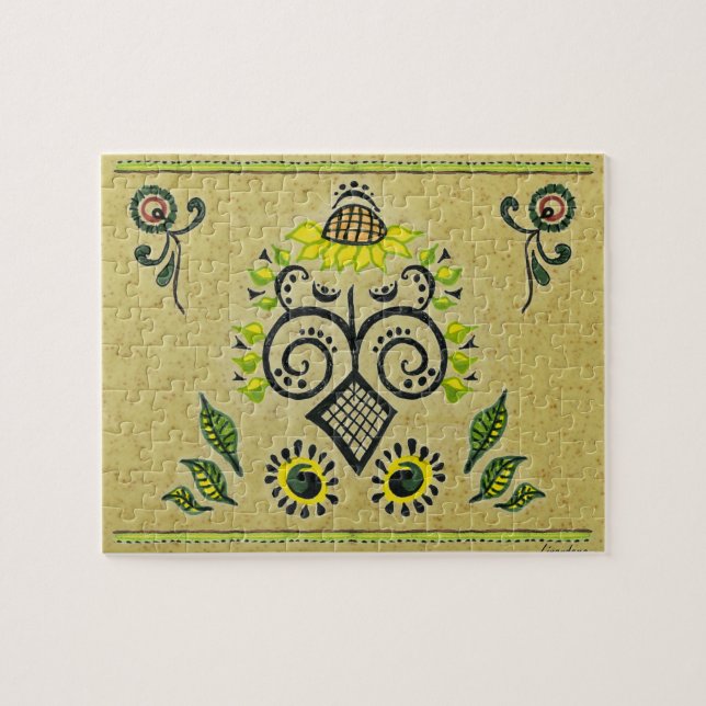 Sunflower Folk Pattern Jigsaw Puzzle (Horizontal)