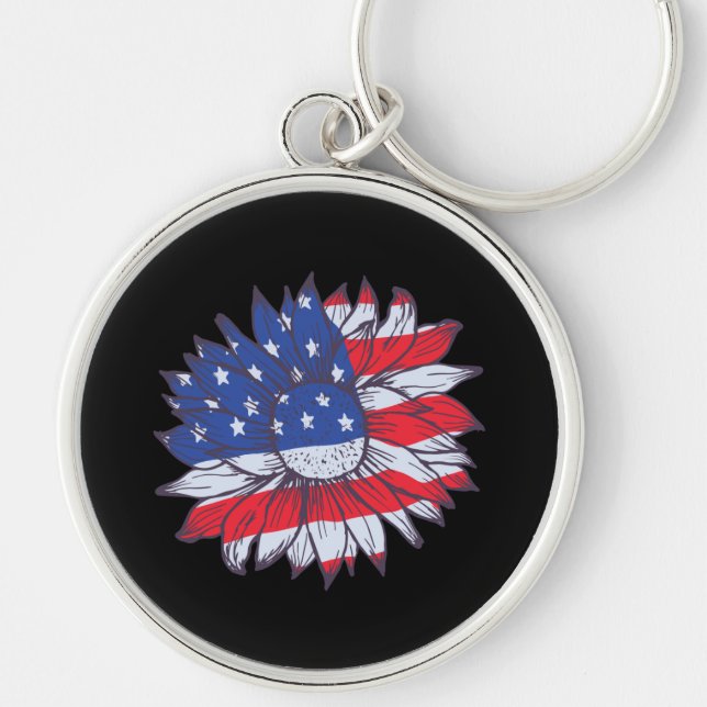 Sunflower For American Patriots Key Ring (Front)