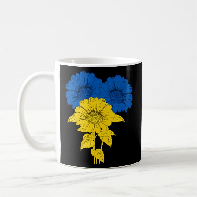 Sunflower For Peace In Ukraine Ukrainian Flag Coffee Mug (Left)