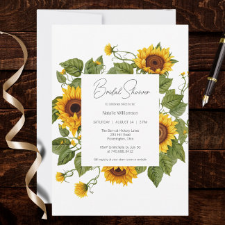 Sunflower Frame Bridal Shower Invitation