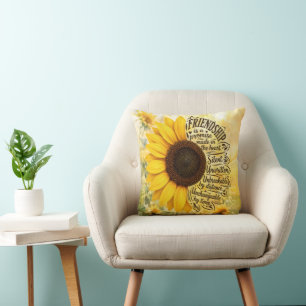 Sunflower Friendship Quote Cushion