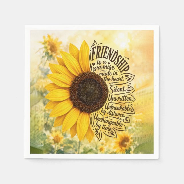 Sunflower Friendship Quote Napkin (Front)