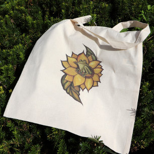 Sunflower Frog Floral Froggy Flower                Tote Bag