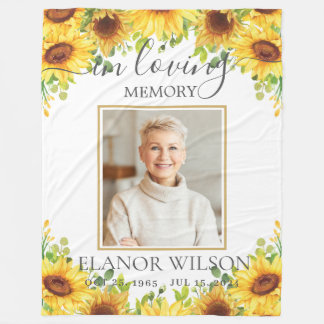 Sunflower Funeral In Loving Memory Keepsake Fleece Blanket