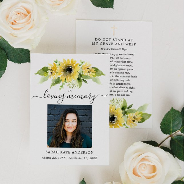 Sunflower Funeral In Loving Memory Poem Card (Creator Uploaded)