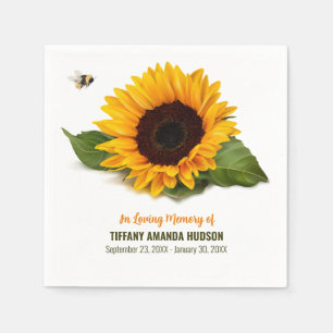 Sunflower Funeral Memorial Napkin