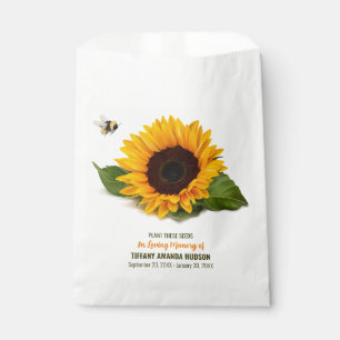 Sunflower Funeral Memorial Seed Packet Favour Bag