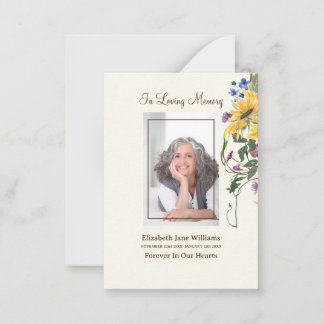 Sunflower Funeral Memorial Service Prayer Card