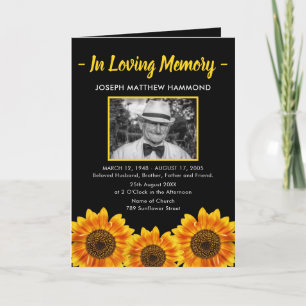 Sunflower Funeral Program   Order of Service