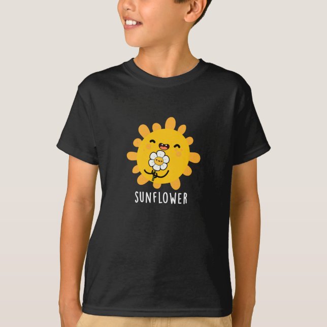 Sunflower Funny Sun And Flower Pun Dark BG T-Shirt (Front)