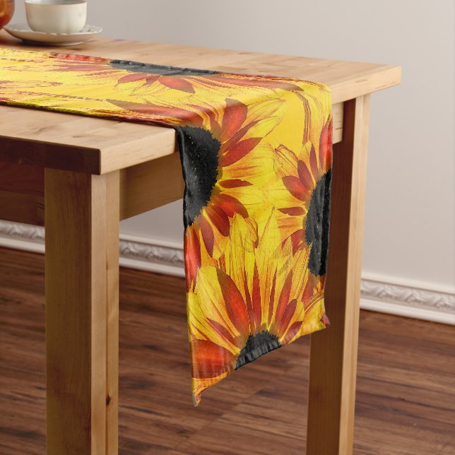 Sunflower Garden Abstract Short Table Runner (In Situ)