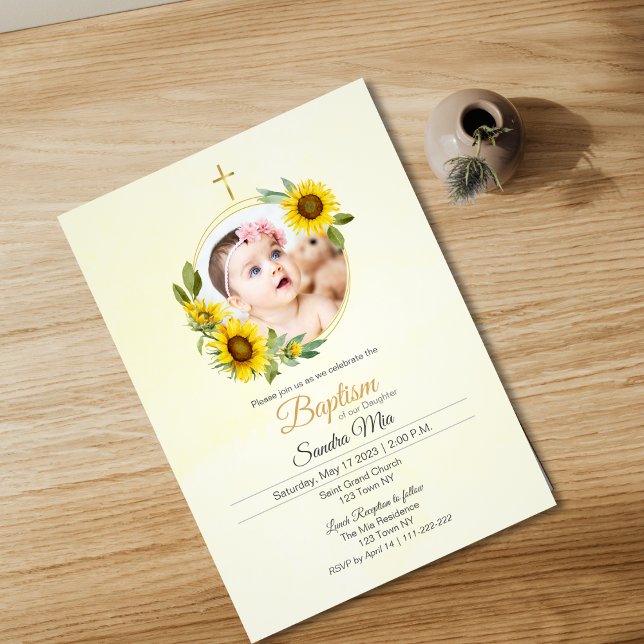 Sunflower Garden Baptism Invitation (Sunflower Garden Baptism Invitation)