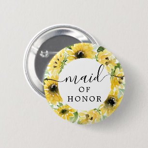 Sunflower Garden Bridal Party Button - Maid