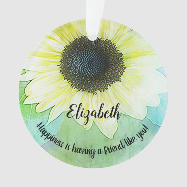 Sunflower Garden Friendship Monogram Inspriational Ornament (Front)