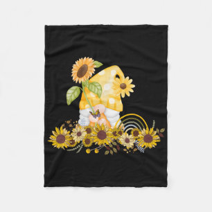 Sunflower Garden Gnome Womens Summer Fleece Blanket