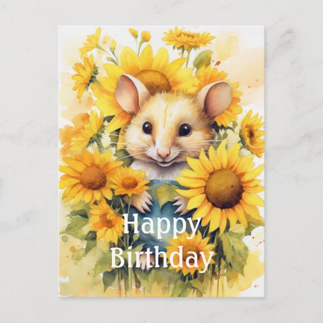 Sunflower Garden Mouse 7 of 17 Postcard (Front)