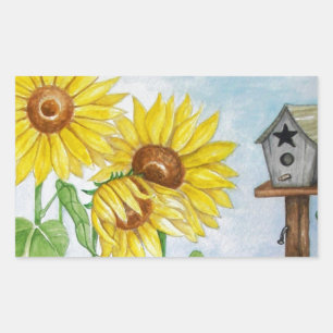 Sunflower Garden Rectangular Sticker