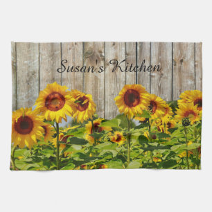 Sunflower Garden with Monogram Kitchen Towel