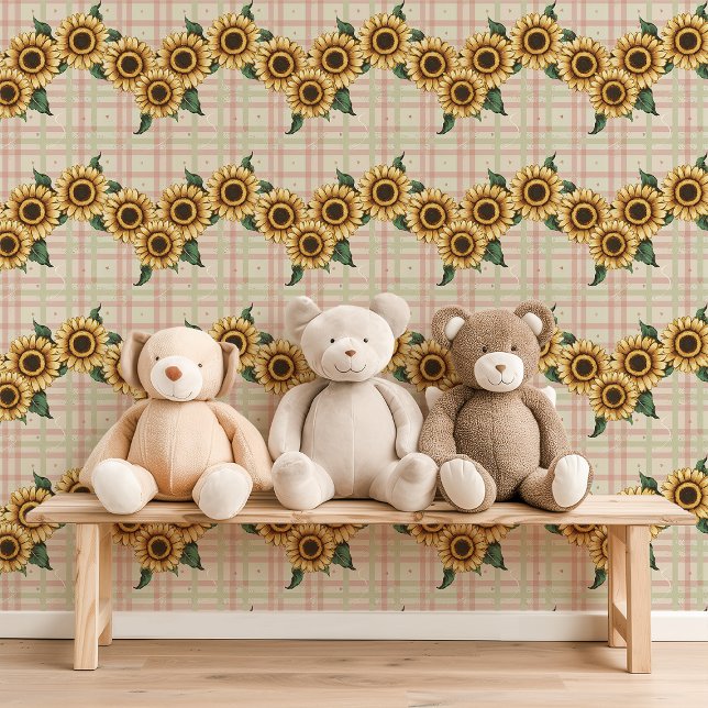 Sunflower Garland Plaid  Wallpaper (Creator Uploaded)
