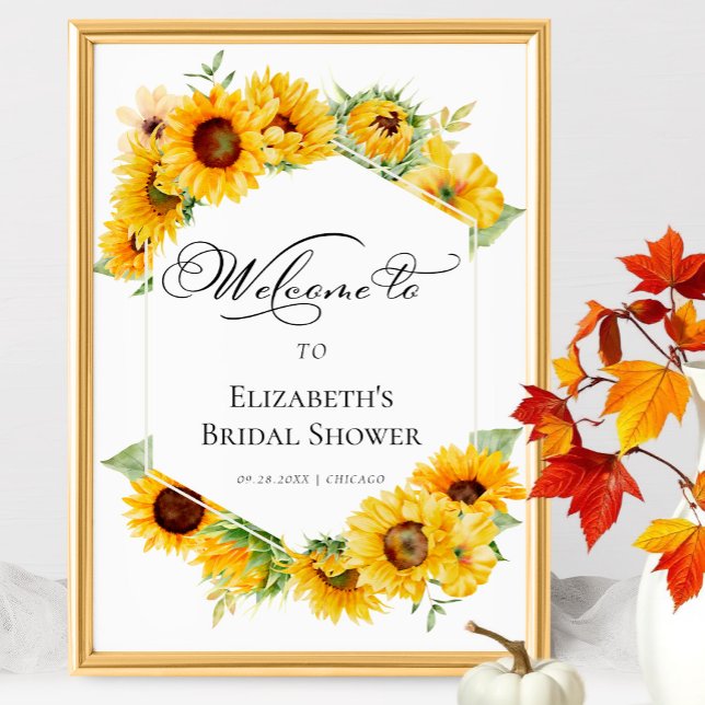 Sunflower Geometric Bridal Shower Welcome Sign (Creator Uploaded)