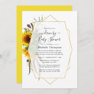 Sunflower Geometric Summer Drive By Shower Invitation