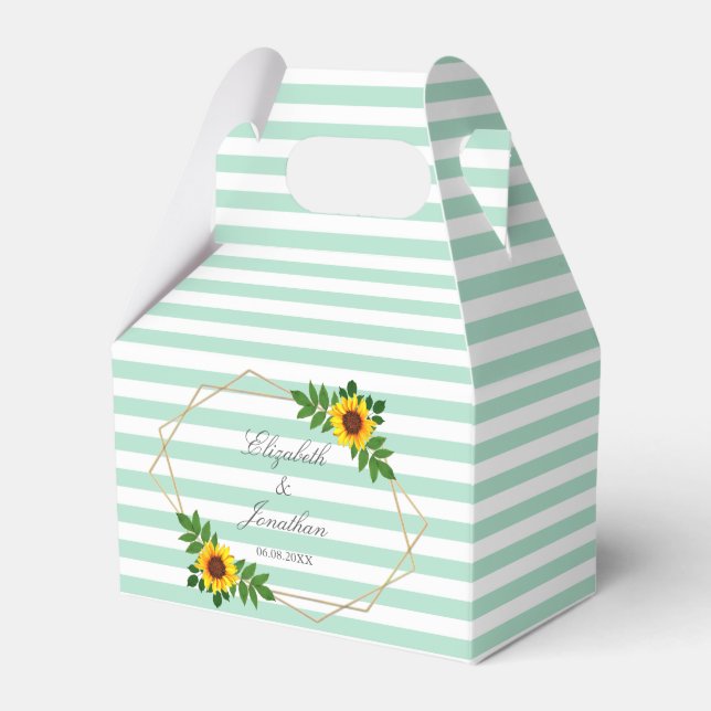 Sunflower Geometric Wedding Favour Box (Front Side)