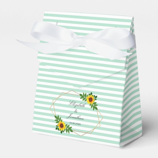 Sunflower Geometric Wedding Favour Box (Front Side)
